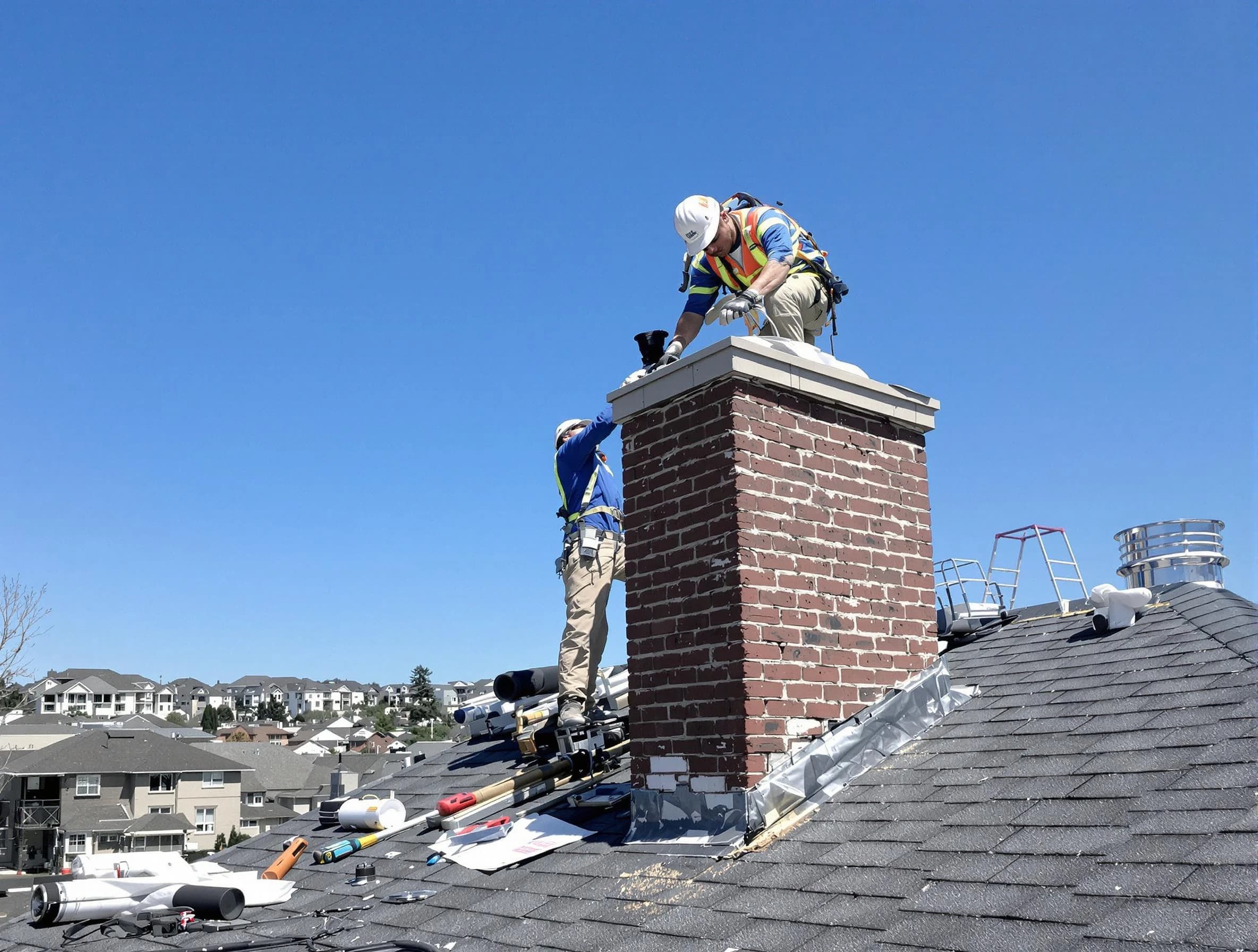 Irvington Chimney Sweep repairing a chimney crown in Irvington, NJ