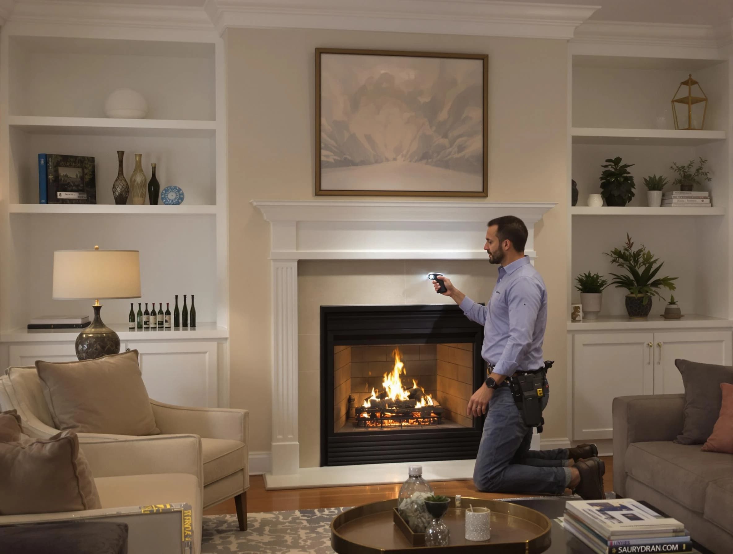 Irvington Chimney Sweep conducting a fireplace safety inspection in Irvington, NJ