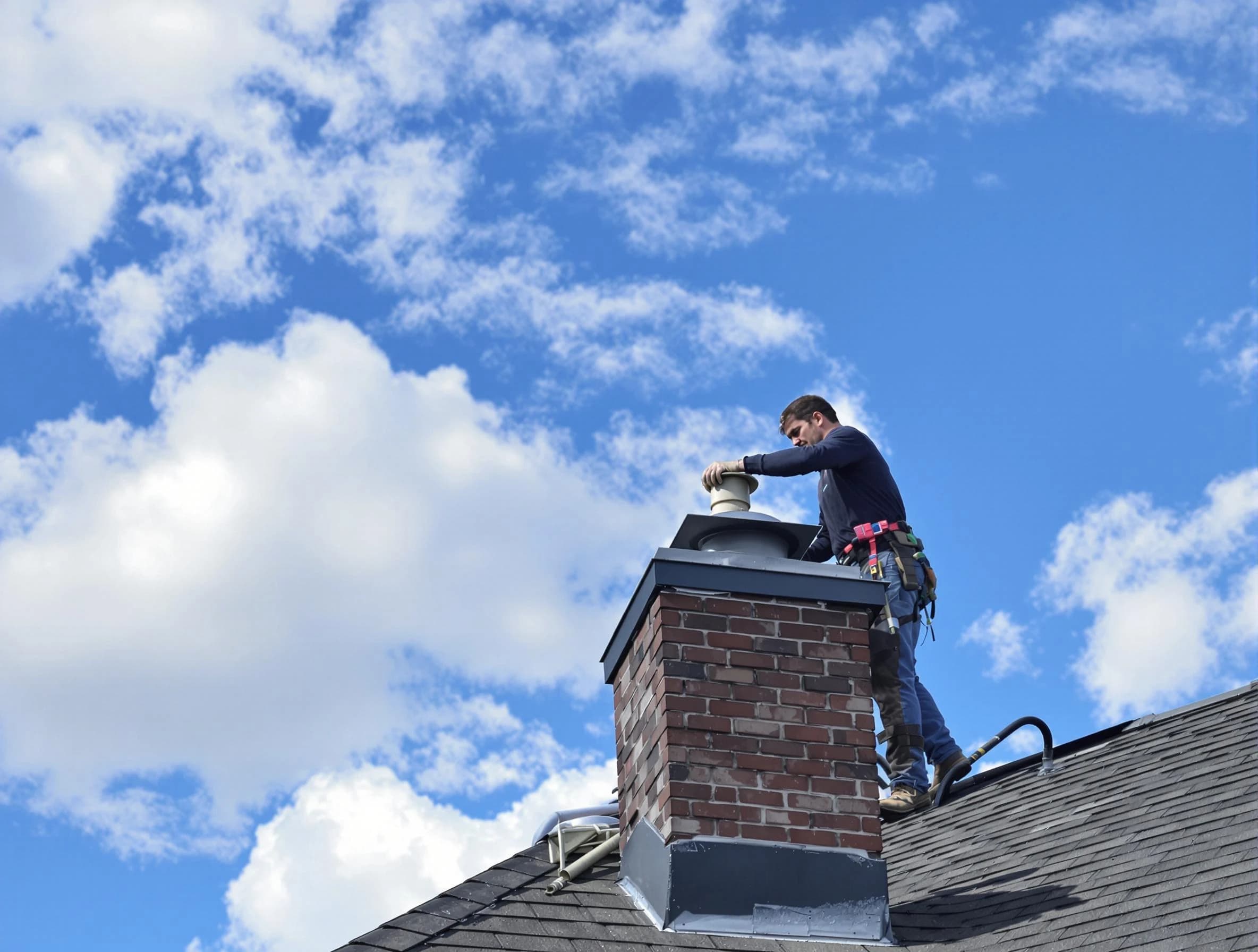 Irvington Chimney Sweep installing a sturdy chimney cap in Irvington, NJ