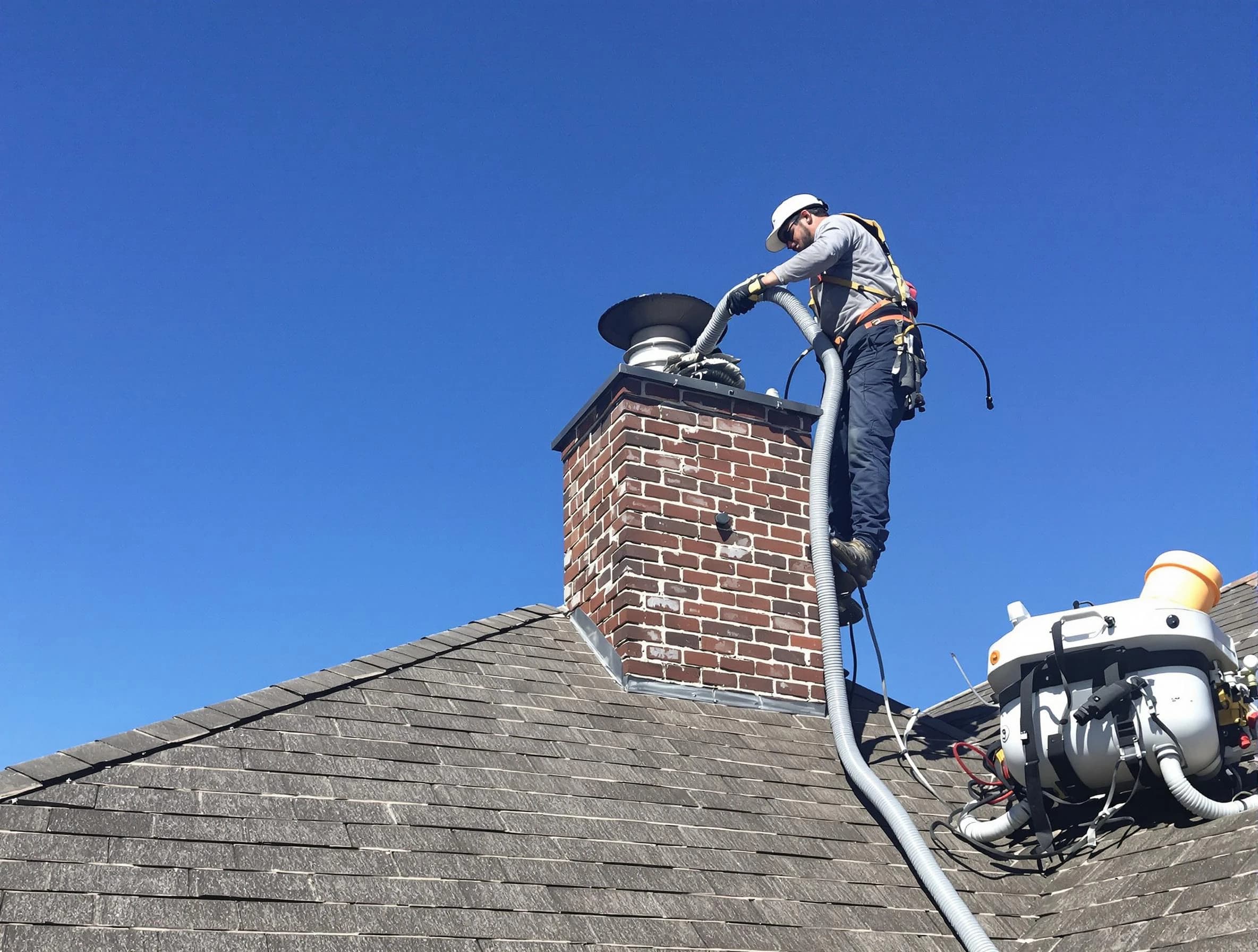 Dedicated Irvington Chimney Sweep team member cleaning a chimney in Irvington, NJ