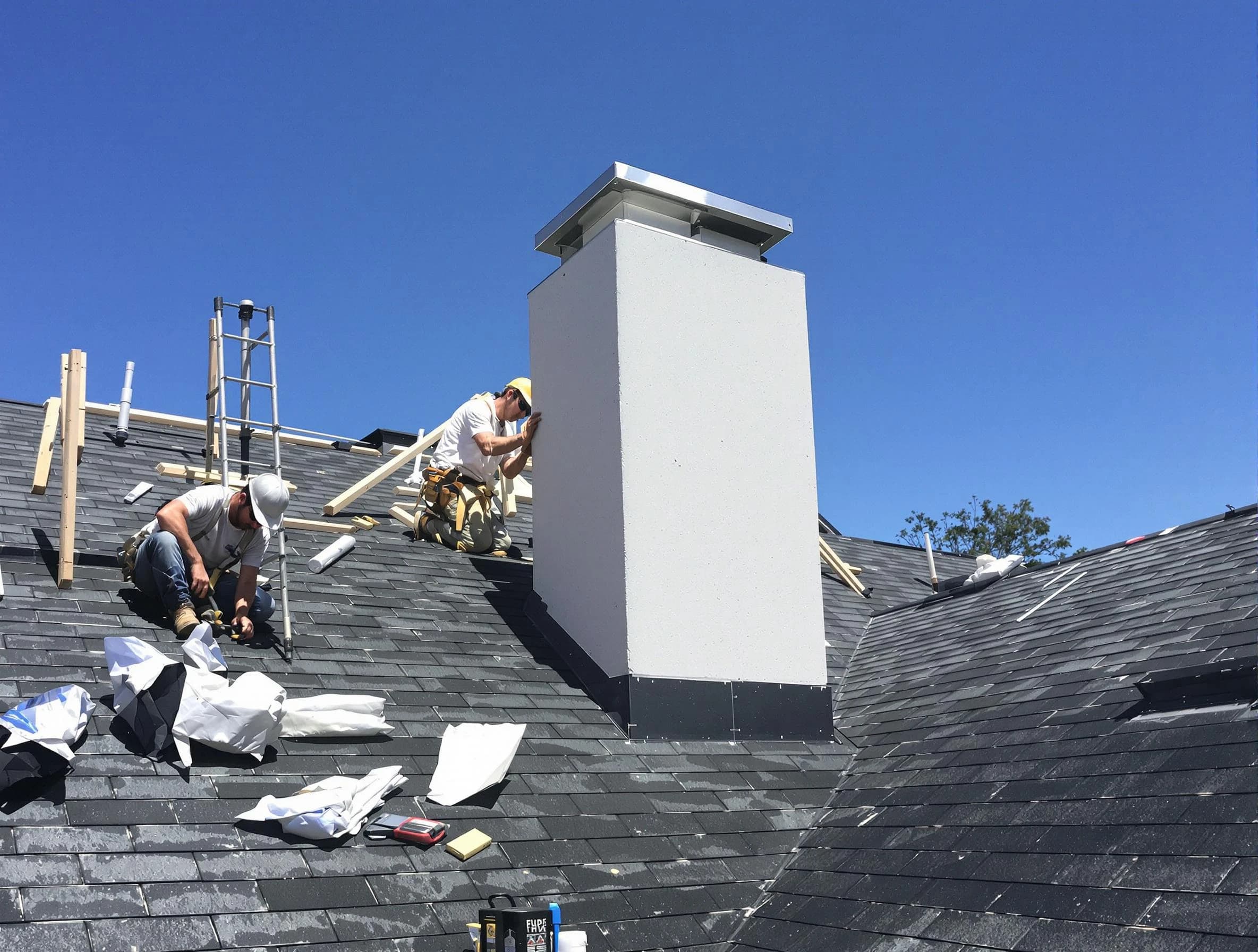 Irvington Chimney Sweep crew installing a new chimney in Irvington, NJ