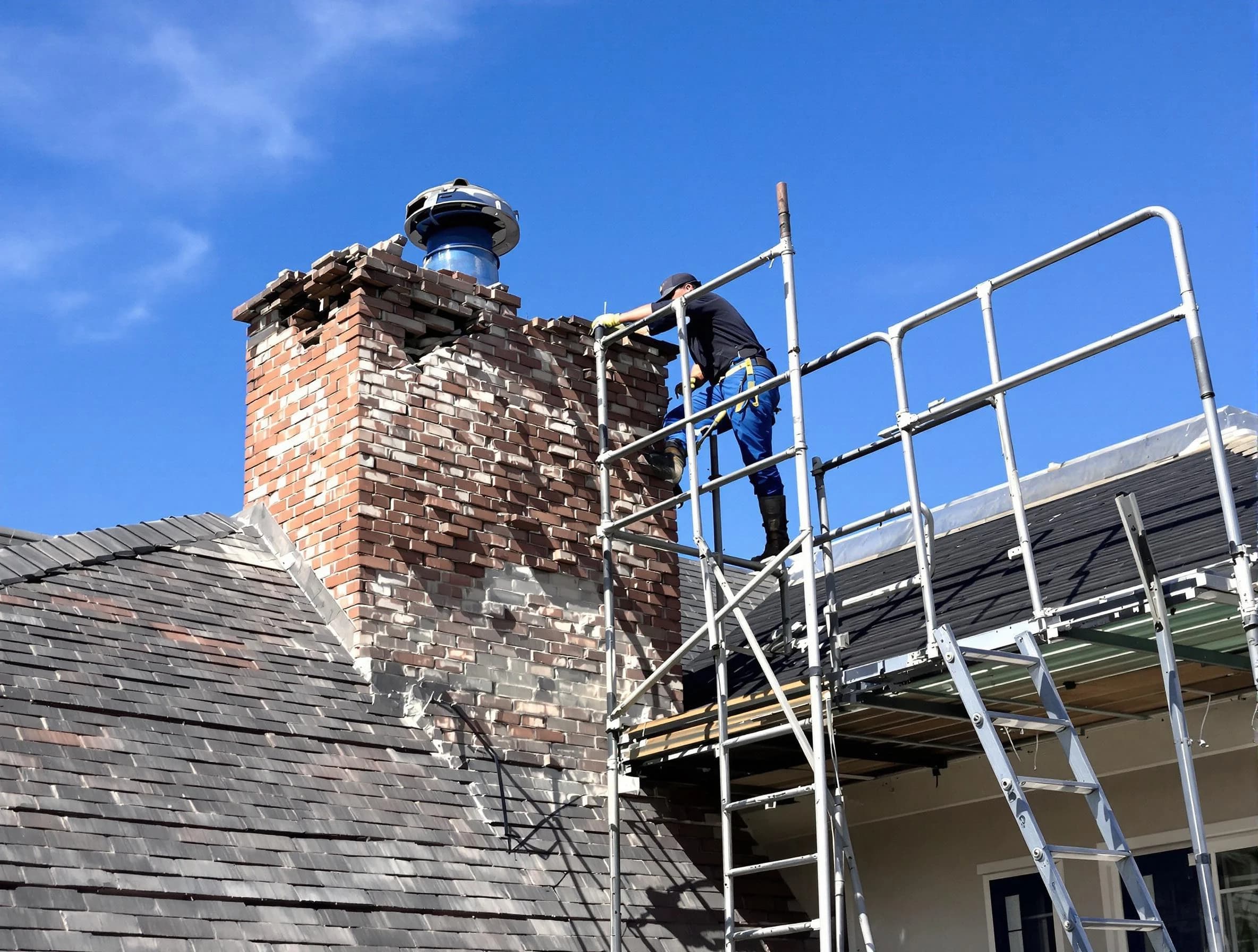 Rebuilding a chimney structure by Irvington Chimney Sweep in Irvington, NJ