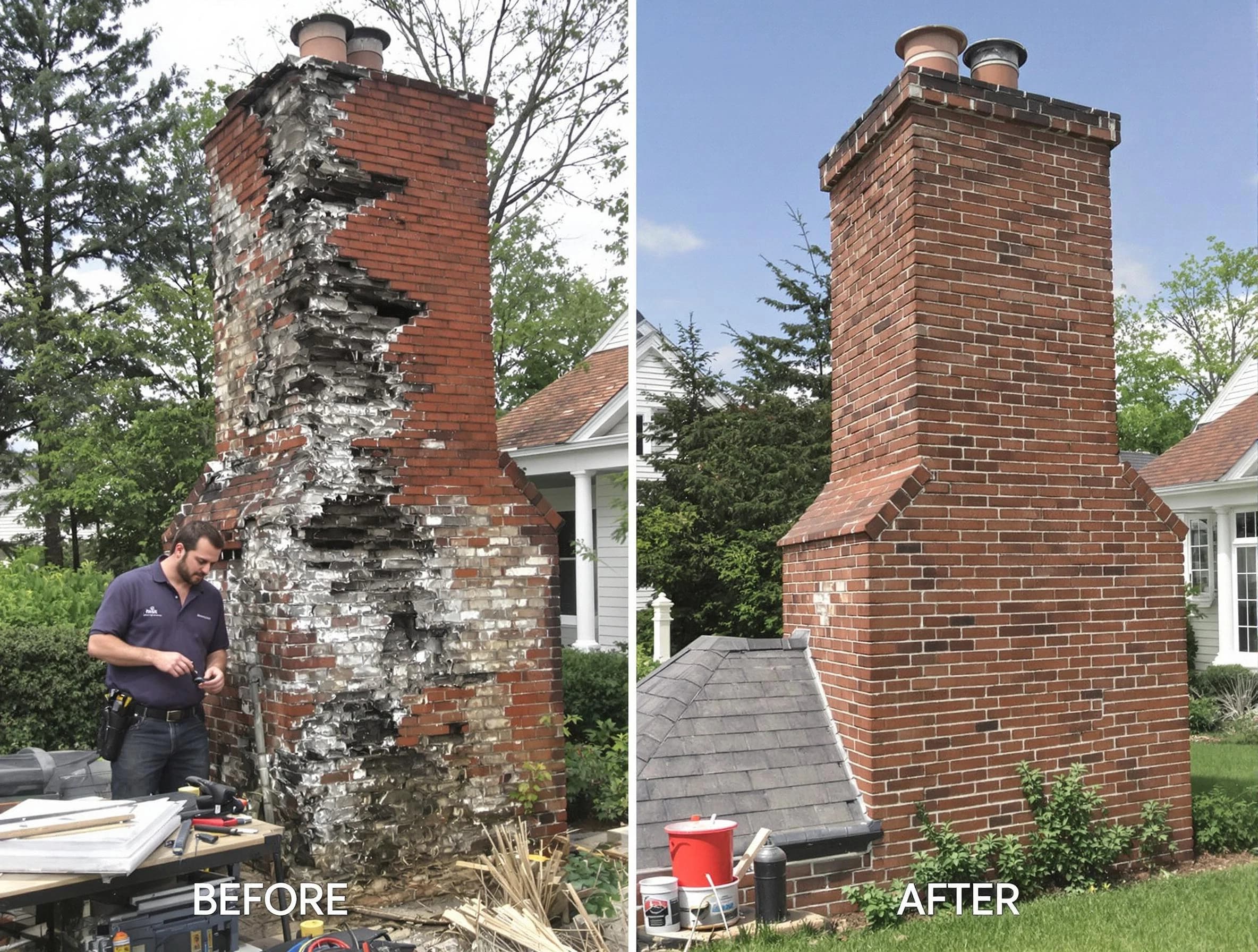 Irvington Chimney Sweep performing a full chimney restoration in Irvington, NJ