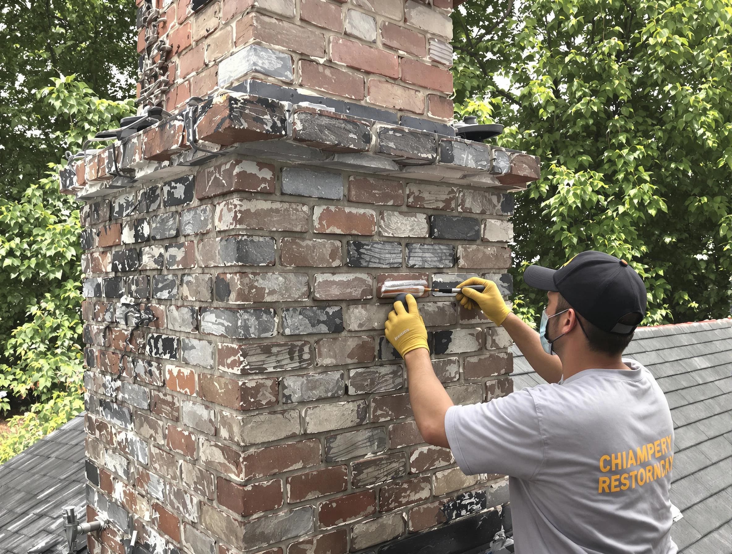 In-progress chimney restoration by Irvington Chimney Sweep in Irvington, NJ