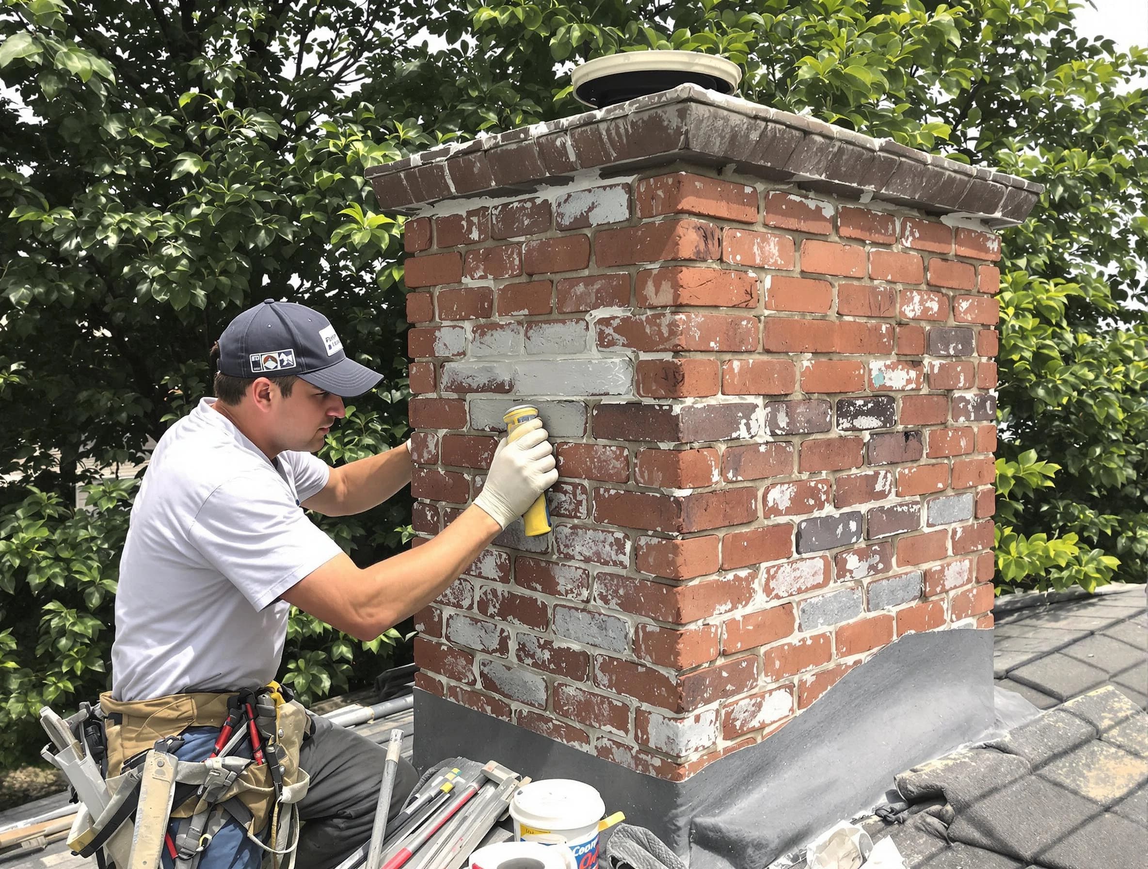 Irvington Chimney Sweep restoring an aging chimney in Irvington, NJ