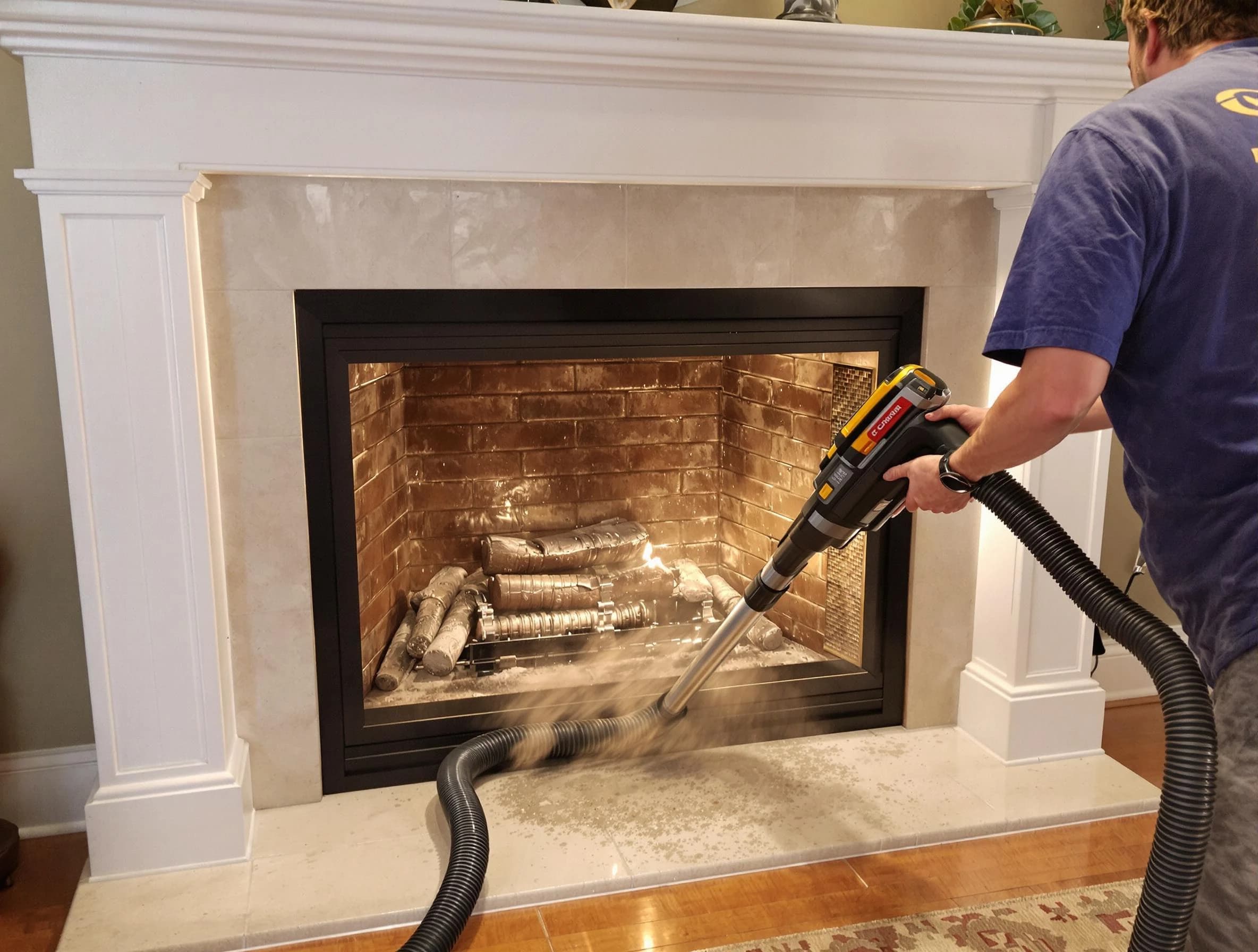 Fireplace cleaning performed by Irvington Chimney Sweep in Irvington, NJ
