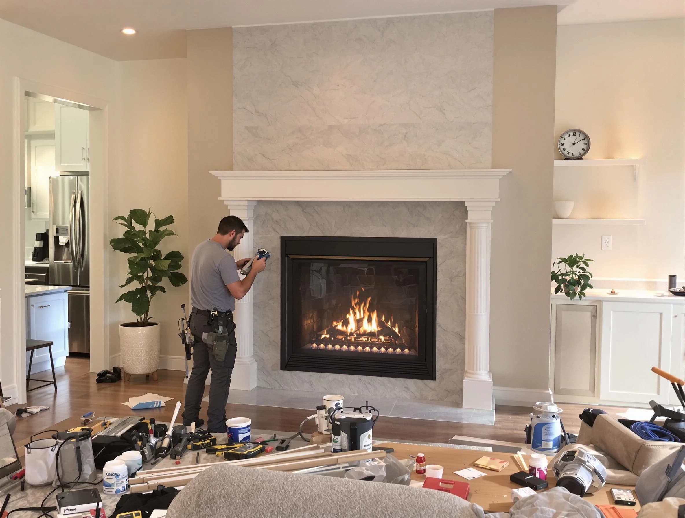 Newly installed fireplace by Irvington Chimney Sweep in Irvington, NJ