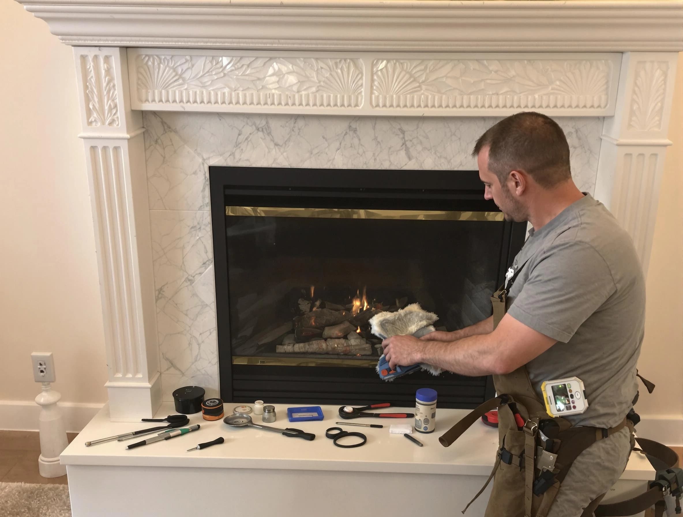 Irvington Chimney Sweep performing fireplace maintenance in Irvington, NJ
